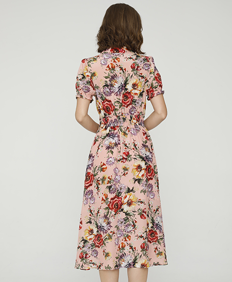 2024 Spring Summer - Rose-print silk-chiffon dress